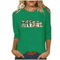 thumbnail image 1 of Christmas Shirt for Women Holiday Cute Dog Graphic Tee 3/4 Sleeve Crewnck Casual Top Xmas Outfit, 1 of 4
