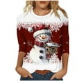 thumbnail image 1 of Christmas Shirt for Women Snowman Graphic Tee Holiday Top Short Sleeve Casual Cute Xmas T Shirt Winter Outfit, 1 of 4