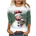 thumbnail image 1 of Christmas Shirt for Women Snowman Graphic Tee Holiday Top Short Sleeve Casual Cute Xmas T Shirt Winter Outfit, 1 of 4