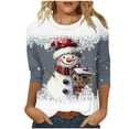 thumbnail image 1 of Christmas Shirt for Women Snowman Graphic Tee Holiday Top Short Sleeve Casual Cute Xmas T Shirt Winter Outfit, 1 of 4