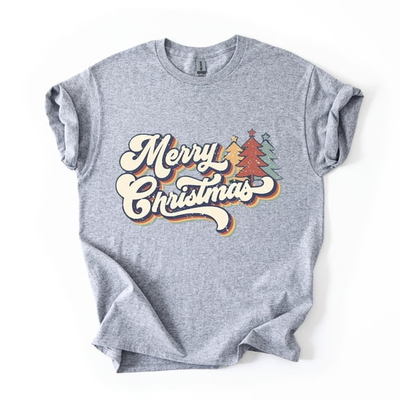 Christmas Shirt for Women and Men Festive Graphic Tee Outfit Xmas Gift Family Matching Top (Light Grey Heather-M)
