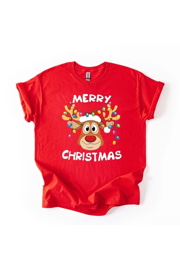 Christmas Shirt for Women and Men Festive Graphic Tee Outfit Xmas Gift Family Matching Top (Red-L)