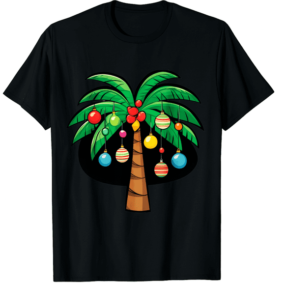 Christmas Shirts Palm Tree T-Shirt Summer Beach Party Shirt Funny Hawaii Vacation Short Sleeve Tops for Men and Women
