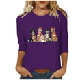thumbnail image 1 of Christmas Shirts for Women 3/4 Sleeve Blouses Christmas Animals Printed Crew Neck Tops Funny Xmas Graphic Tunic Tops Holiday Family Party Matching Pullover, 1 of 5