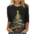 thumbnail image 1 of Christmas Shirts for Women Christmas Tree Graphic Tops 3/4 Length Sleeve Crew-Neck T-Shirts Loose Fit Blouses Fashion Holiday Tee Shirt Dressy Casual Clothes Funny Outfits, 1 of 5