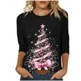 thumbnail image 1 of Christmas Shirts for Women Christmas Tree Graphic Tops 3/4 Length Sleeve Crew-Neck T-Shirts Loose Fit Blouses Fashion Holiday Tee Shirt Dressy Casual Clothes Funny Outfits, 1 of 5