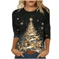 thumbnail image 1 of Christmas Shirts for Women Christmas Tree Graphic Tops 3/4 Length Sleeve Crew-Neck T-Shirts Loose Fit Blouses Fashion Holiday Tee Shirt Dressy Casual Clothes Funny Outfits, 1 of 5