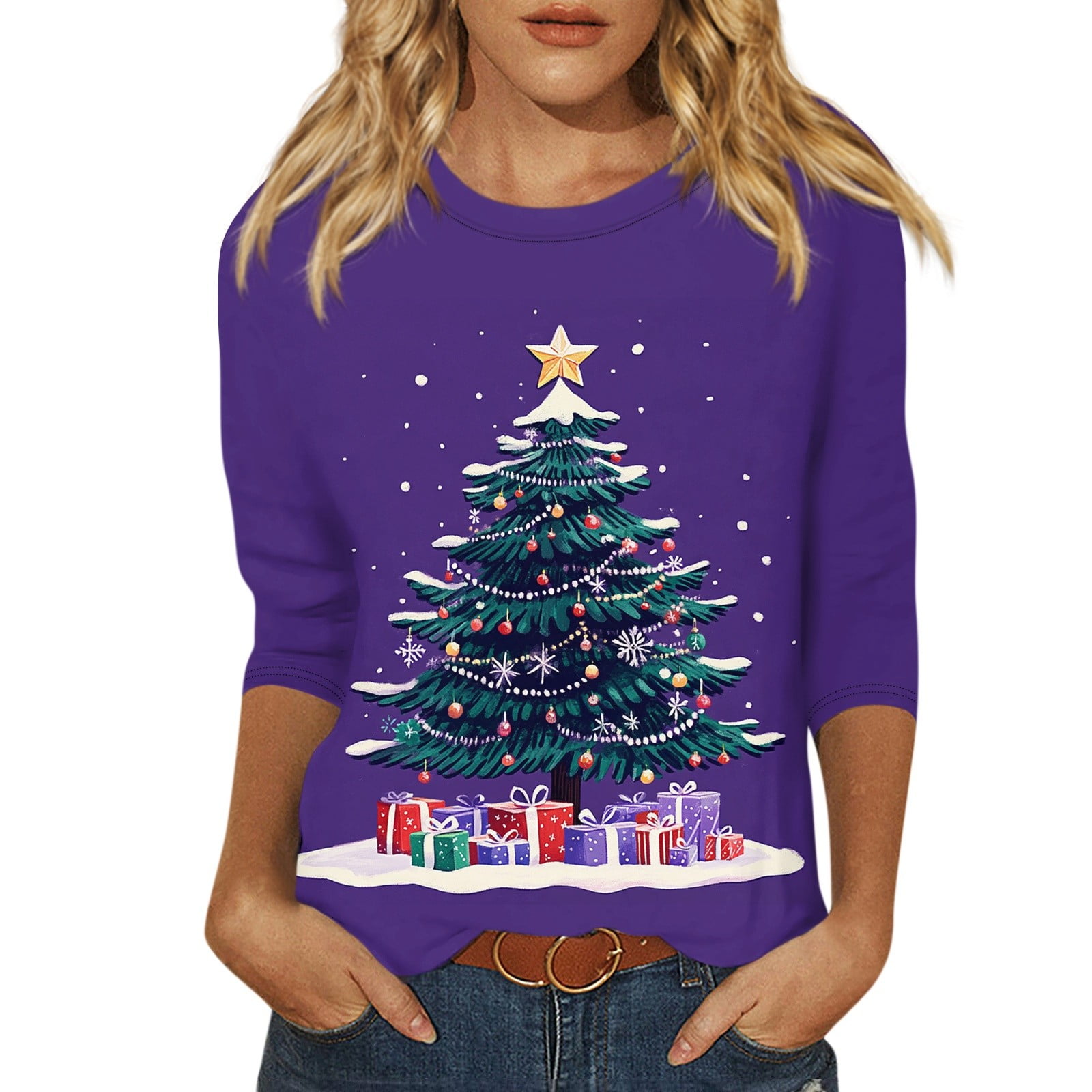 2025 Christmas Jumpers For Women Plus Size Long Sleeve Sweater
