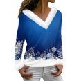 Christmas Shirts for Women Trendy Xmas Snowflake Print Blouse Faux Fur