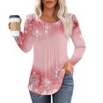 Christmas Shirts for Women Trendy Xmas Snowflake Print Tshirts Pleated