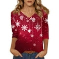 thumbnail image 1 of Christmas Shirts for Women V Neck 3/4 Length Sleeve Christmas Tops for Women Trendy Graphic Xmas Tree Snowflake Print Tshirt Dressy Casual Blouse Trendy Tops Quarter Sleeve Tunic Tops, 1 of 6