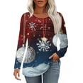 Christmas Shirts for Women Xmas Snowflake Print TShirts Long Sleeve