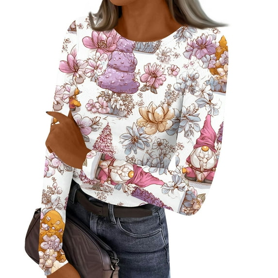 Christmas Shirts Womens 2025 Fall Clothes Long Sleeve Shirts Ribbed Knit Fitted Tops Fashion Outfits