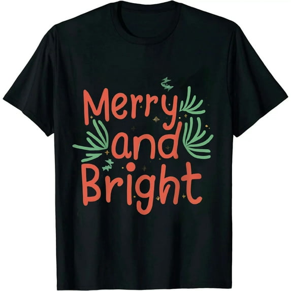 Christmas Shirts Womens Merry and Bright Shirt Xmas Holiday Tshirt Christmas Lights T-Shirt