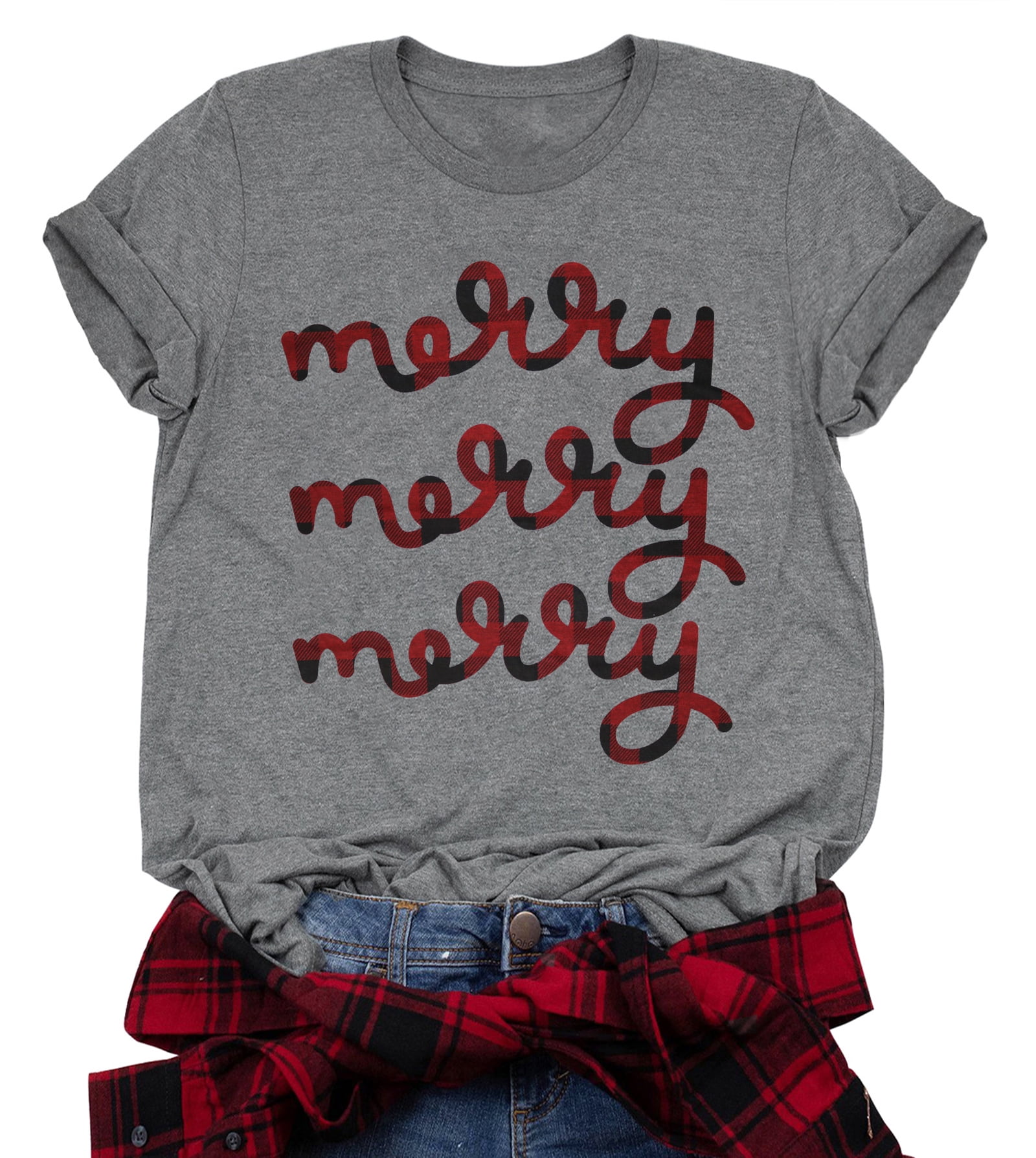 Christmas Shirts Womens Merry and Bright Xmas Lights Shirt