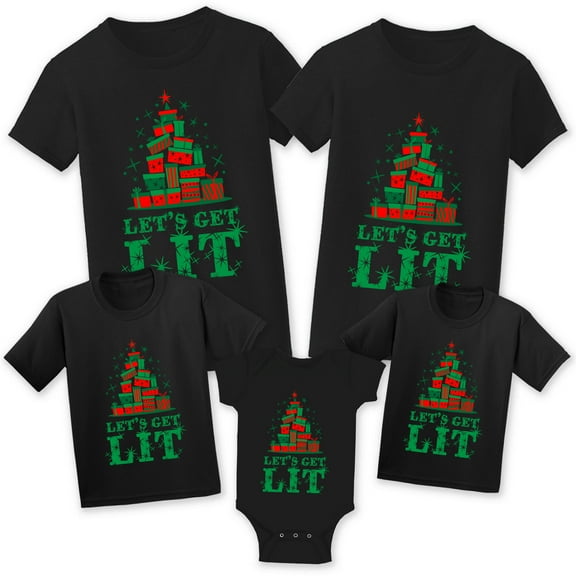 Christmas Shirts for Family - Christmas Tree Xmas Tshirt for Matching Women Men Kid Toddler Baby - Let's Get Lit Xmas Tree T-Shirt