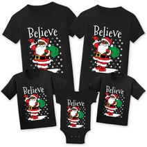 Christmas Shirts for Family - Santa Top Xmas Tshirt for Matching Women Men Kid Toddler Baby - Believe Santa T-Shirt