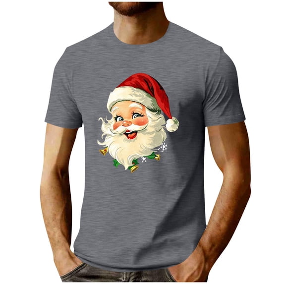 Christmas Shirts for Men:Funny Santa Claus Crewneck Graphic Higher Quality Printed Short Sleeve T-Shirt