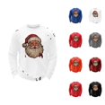 thumbnail image 1 of Christmas Shirts for Men Long Sleeve Casual Crewneck Santa Claus Graphic Distressed Waffle Shirt Holiday Party Shirts, 1 of 4