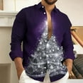 thumbnail image 1 of Christmas Shirts for Men Long Sleeve Lapel Shirt Xmas Tree Prints Top Casual Funny Holiday Tops Fashion Funny Graphic Vacation Outfits, 1 of 9
