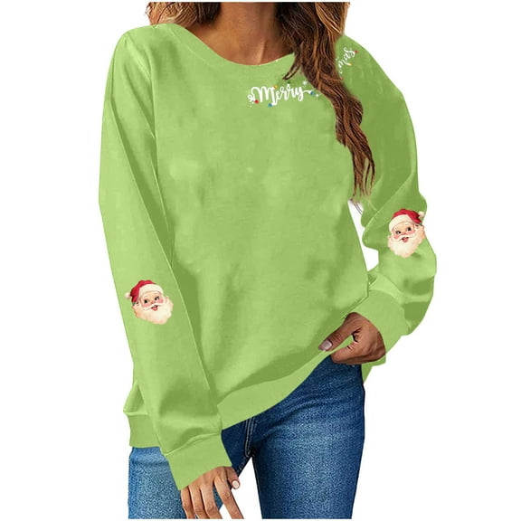Ladies' Christmas Printed Fashionable Loose Casual Long Sleeved Top Regular Sleeve Hooded Sweatshirt