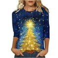 thumbnail image 1 of Christmas Shirts for Women 2025 Sparkling Christmas Tree Top Plus Size 3/4 Sleeve Tops for Women Round Neck Casual T Shirt Holiday Party Outfits, 1 of 5
