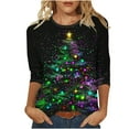 thumbnail image 1 of Christmas Shirts for Women 2025 Sparkly Christmas Tree Shirt Womens 3/4 Sleeve Tops and Blouses Casual Round Neck T-Shirt Dressy Fashion Tops, 1 of 5