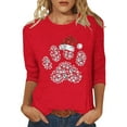 thumbnail image 1 of Christmas Shirts for Women 3/4 Sleeve Tops Casual Loose Fit Print Holiday T Shirts for Ladies, 1 of 4