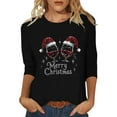 thumbnail image 1 of Christmas Shirts for Women 3/4 Sleeve Tops Casual Loose Fit Print Holiday T Shirts for Ladies, 1 of 4