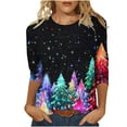 thumbnail image 1 of Christmas Shirts for Women Bling Christmas Tree Top 3/4 Sleeve T Shirts for Women Casual Crew Neck Pullover Dressy Trendy Tops, 1 of 5