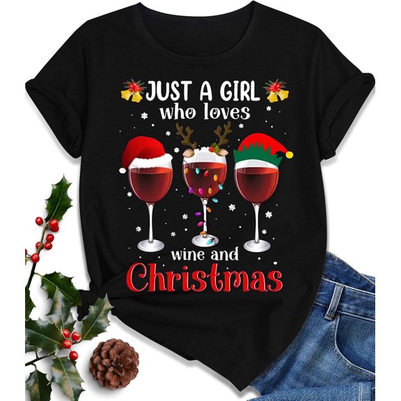 Christmas Shirts for Women Family Santa Graphic T Shirts Short Sleeve Funny Xmas Holiday Print Tee Tops