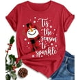 thumbnail image 1 of Christmas Shirts for Women Family Santa Graphic T Shirts Short Sleeve Funny Xmas Holiday Print Tee Tops, 1 of 8
