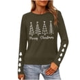 thumbnail image 1 of Christmas Shirts for Women Funny Merry Christmas Graphic T Shirts V Neck Long Sleeve Xmas Tops Blouse, 1 of 7
