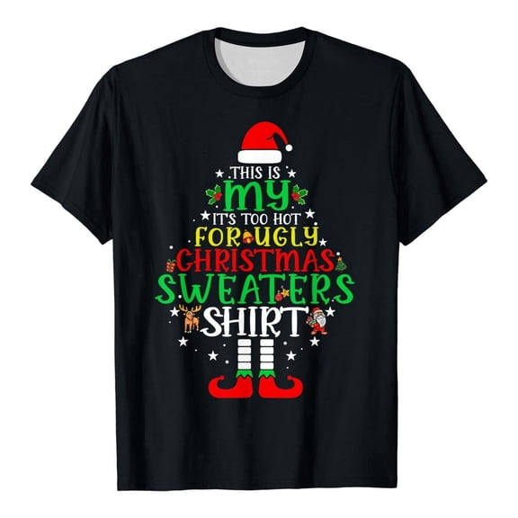 Christmas Shirts for Women Funny Short Sleeve Letter Print T Shirt Round Neck Vacation Breathable Casual Xmas Party Top