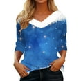 thumbnail image 1 of Christmas Shirts for Women Long Sleeve Tops Fashion Casual Fall Winter Furred V Neck Printed Holiday Graphic Tees Blouses, 1 of 4