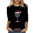 thumbnail image 1 of Christmas Shirts for Women Plus Size 3/4 Length Sleeve Tops Crewneck Loose Xmas Tree Snowflakes Graphic Tee Tshirts (XL, Black 03), 1 of 4