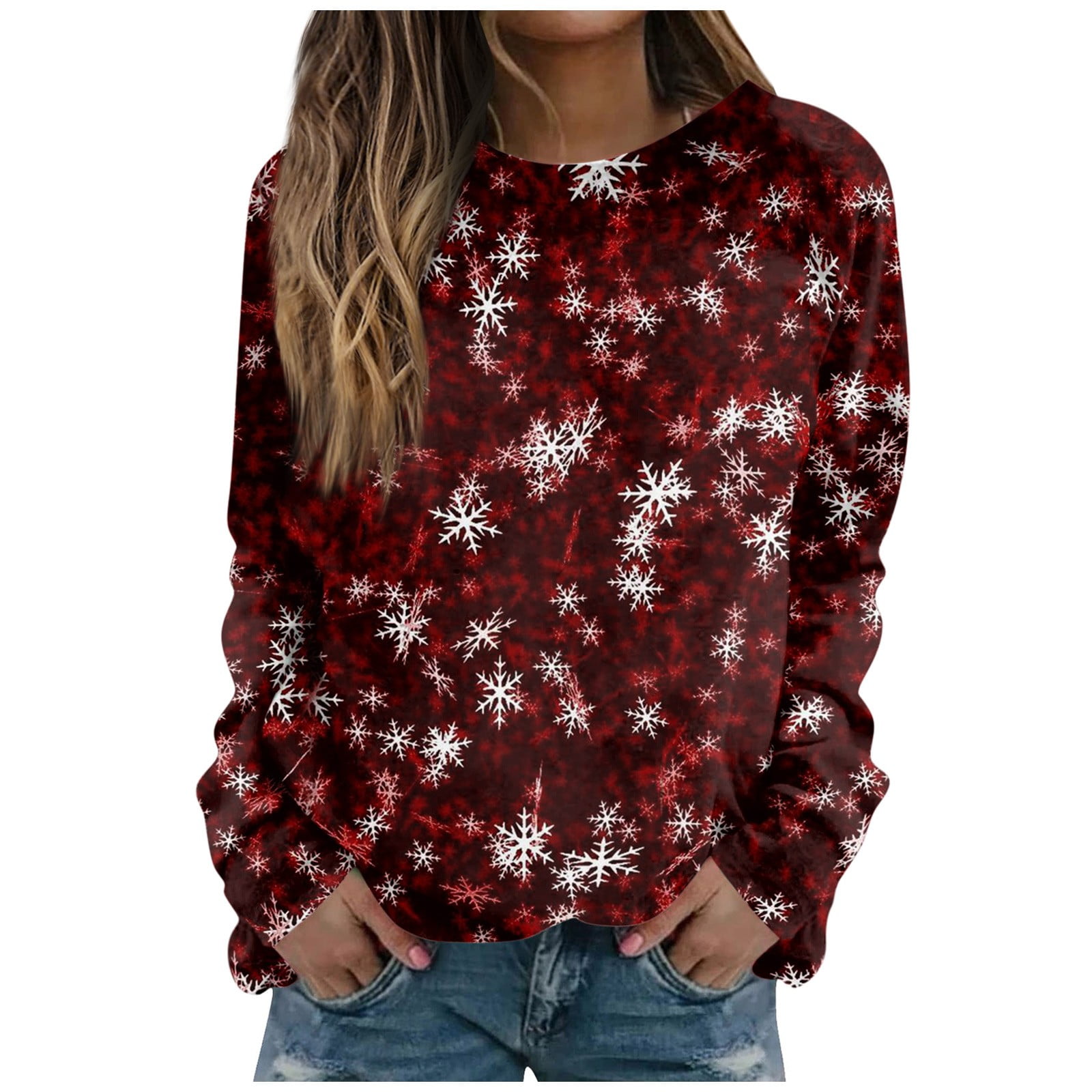 HUIFUAO Dames Kerst Sweatshirt Grappige Kerstboom Print Kerst Truien