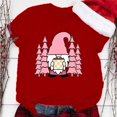 thumbnail image 1 of Christmas Shirts for Women, Red Christmas Gifts, Women's Gnome Print Round Neck Short Sleeve T Shirt Top, 1 of 5