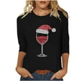 thumbnail image 1 of Christmas Shirts for Women Rhinestone Wine Glass Shirt Womens Tunic Tops 3/4 Sleeve Round Neck Casual T Shirt Holiday Party Outfits, 1 of 6