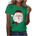 thumbnail image 1 of Christmas Shirts for Women Santa Claus T-Shirt Casual Holiday Xmas Short Sleeve Crew Neck Tee Tops, 1 of 4
