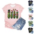 thumbnail image 1 of Christmas Shirts for Women Short Sleeve Crewneck Casual Funny Pickles Graphic T Shirts Xmas Holiday Tops, 1 of 3