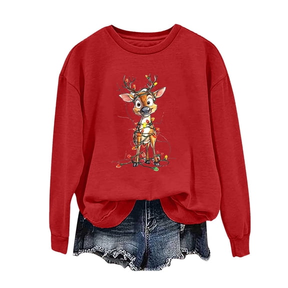 Christmas Shirts for Women Sweatshirts Loose Fit Fall Tops Dressy Casual Long Sleeve Tops With Thumb Holes