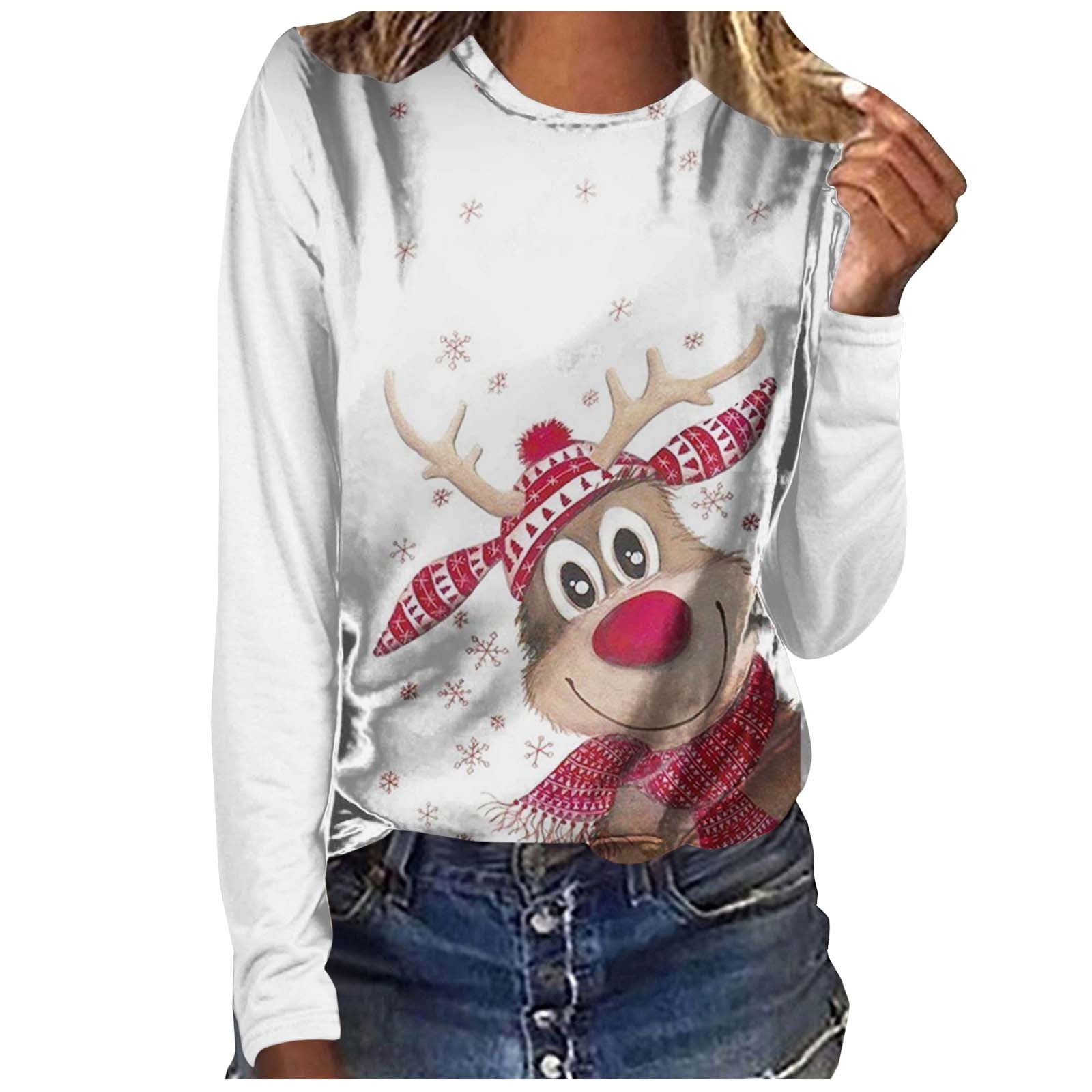 Christmas Shirts for Women, Women's Christmas Crewneck Casual Printed