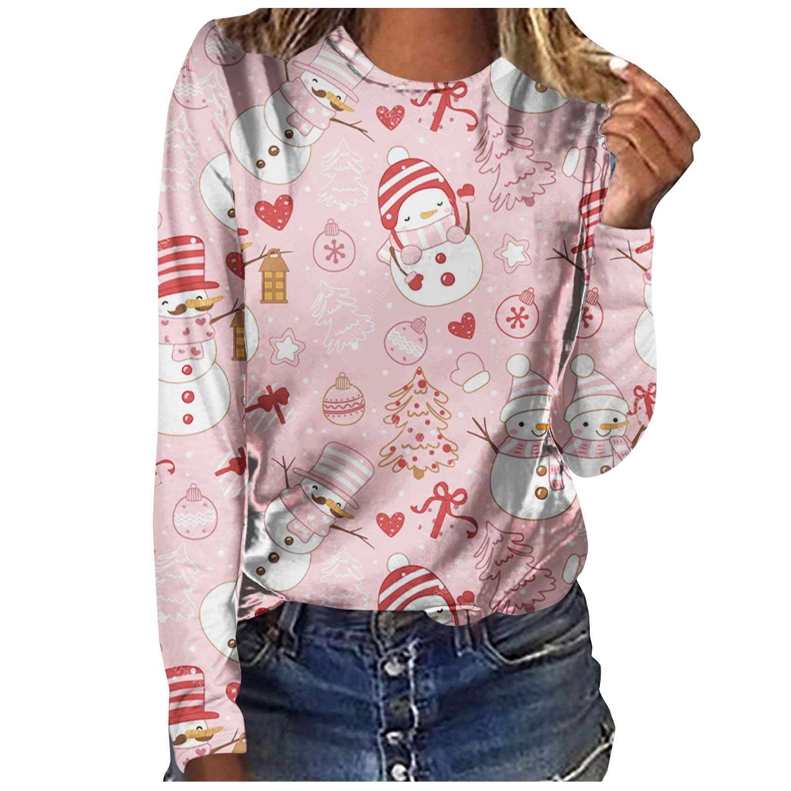 Christmas Shirts for Women, Women's Christmas Crewneck Casual Printed