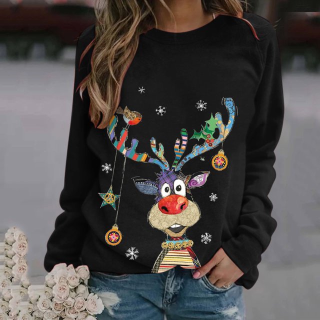 Christmas Shirts for Women, Women's Merry Christmas Print Long Sleeve ...