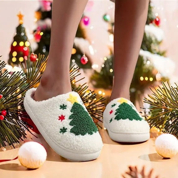 Christmas Shoes For Women House Shoes Christmas Slippers for Women and Men 2025 Plush Memory Foam Fluffy Slippers