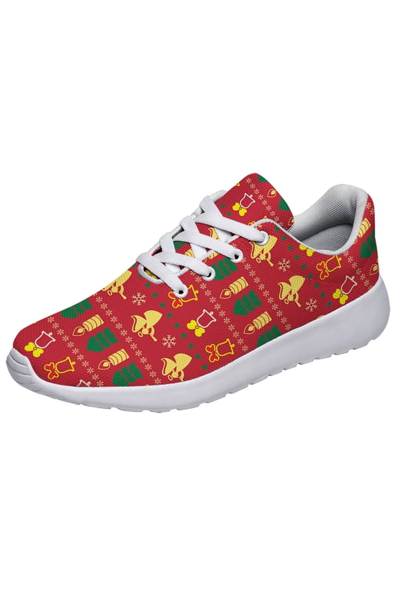 Christmas Shoes Womens Fashion Casual Shoes Mens Breathable Trail Running Sneakers Christmas Gifts for Girl Boy White Size 13