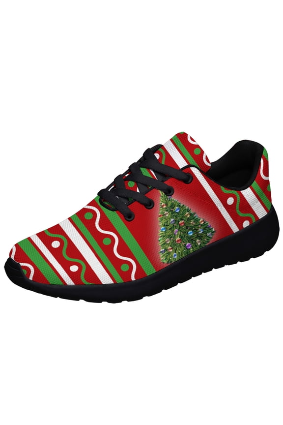 Christmas Shoes for Women Christmas Tree Sneakers Men Lightweight Walking Running Sneakers Black Size 3.5
