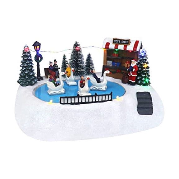 Christmas Shop with Moving Swans - Animated Lighted Musical Snow Village - Perfect Addition to Your Christmas Indoor Decorations & Holiday Displays - A Thoughtful Gift for your Loved Ones