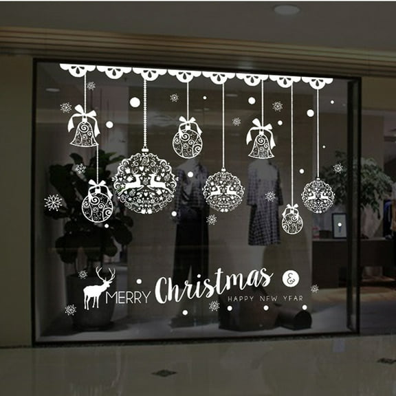 Christmas Shop Window Decoration Wall Removable Stickers Christmas Bells Deer